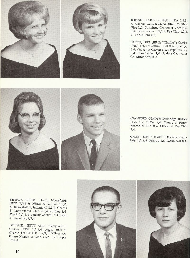 1966 Karen Beranek, Leta Brown, Gladys Crawford, Bob Crook, Roger Dempcy, BettyAnn Dybdahl.