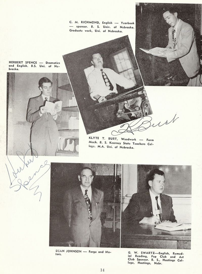 1950 C. M. Richmond. Herbert Spence. Klyte Burt. Pop Burt. G. W. Swartz. Dean Johnson.